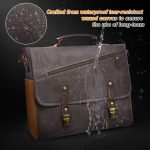 LOVEVOOK Mens Messenger Bag， 15.6 Inch Waterproof Waxed Canvas Briefcase Vintage Leather Computer Laptop Book Bag Large Satchel Shoulder Bag for Work， Travel， School - Image 2